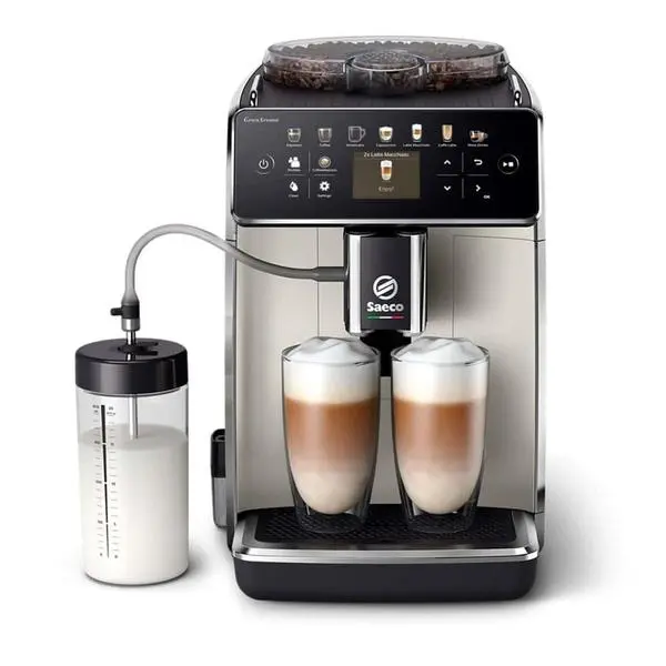 Кафеавтомат Saeco GranAroma (SM6582/30), 1500W, 15 bar налягане, 1.8 л. воден резервоар, LatteDuo технология, LattePerfetto млечна пяна, ExtraShot, AquaClean филтър, таймер, 12 настройки на мелачката, черна