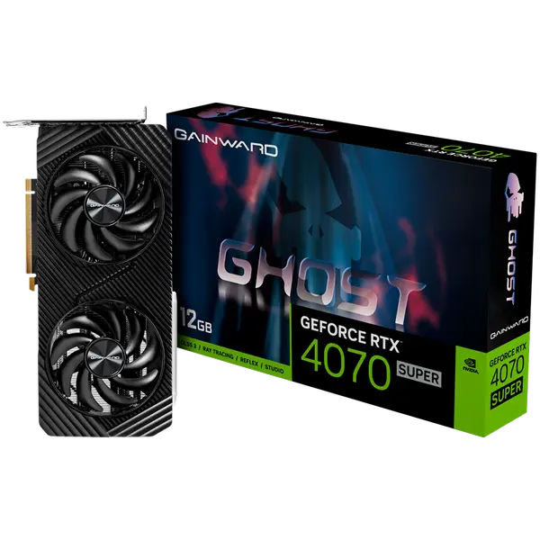 Gainward GeForce RTX 4070 Super Ghost 12GB GDDR6X, 192 bit, 1x HDMI 2.1, 3x DP 1.4a, 2 Fan, 1x 16-pin power connector, recommended PSU 750W, NED407S019K9-1043B - 4710562244342_3Y