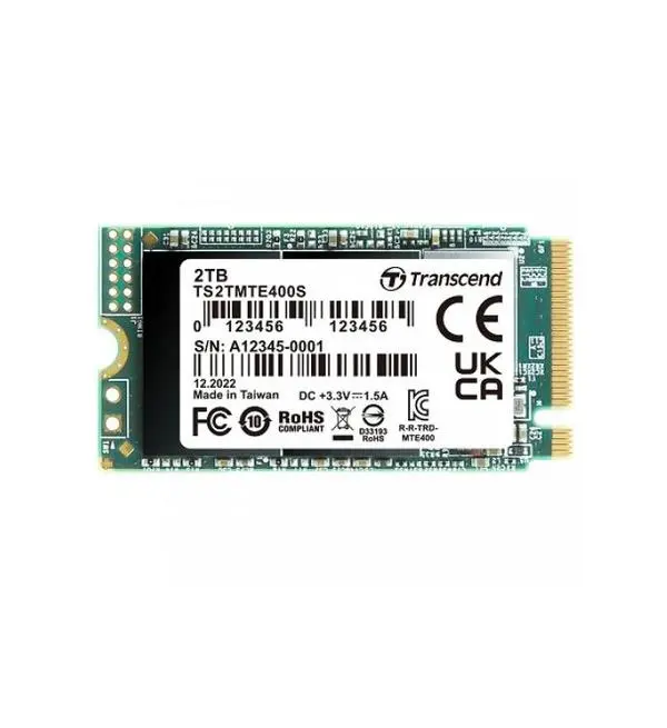 Transcend 2TB, M.2 2242, PCIe Gen3x4, NVMe, 3D TLC, DRAM-less - TS2TMTE400S - (P)