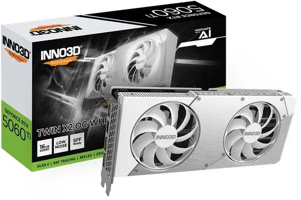 Inno3D GeForce RTX 5060 Ti 16GB GDDR7 Twin X2 OC White - N506T2-16D7X-191073W