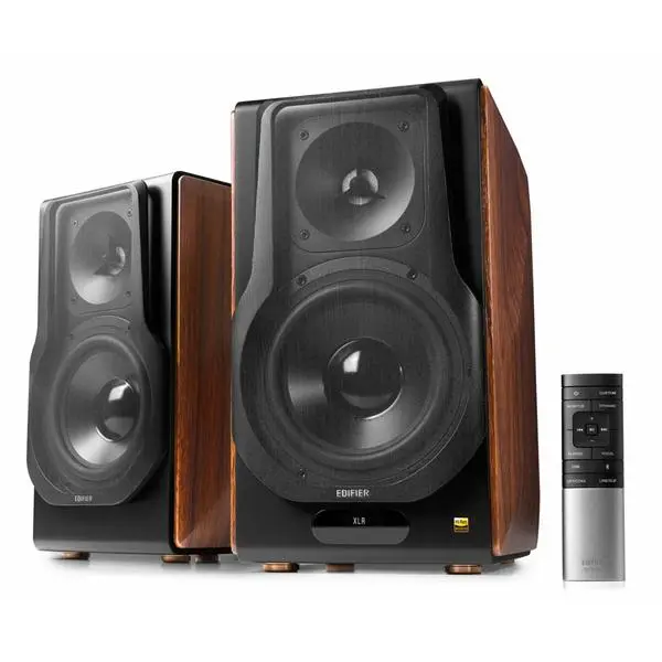 Тонколони Edifier S3000MKII, 2.0, 256W RMS, Bluetooth, USB, 3.5mm жак, Balanced XLR, Optical, Coaxial, черно-кафява