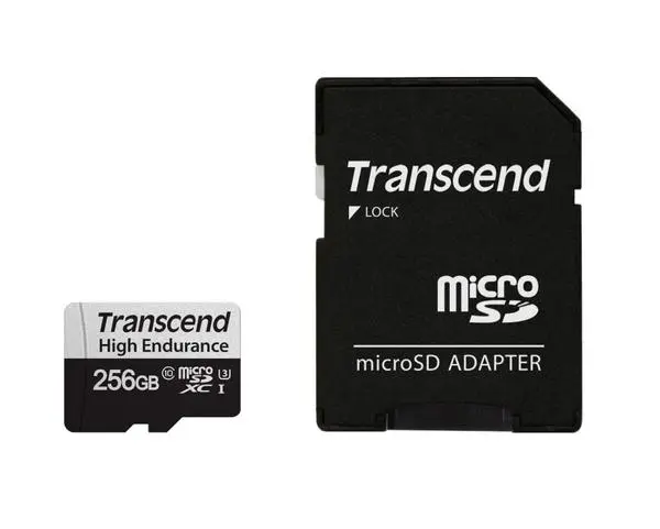 Transcend 256GB micro SD w/ adapter U3, High Endurance - TS256GUSD350V