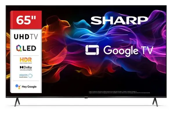 Sharp  65" QLED Google TV, 4K Ultra HD 3840x2160 Frameless, 1 000 000:1, AQUOS, DVB-T/T2/C/S/S2, Active Motion 1000 - 65HP5265E
