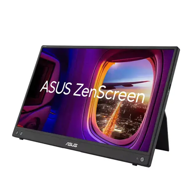 Монитор Asus ZenScreen Touch MB16AHV, преносим, 15.6" (39.62 cm) IPS панел, Full HD, 5ms, 250cd/m2, Mini HDMI, USB Type-C, 90LM0383-B01N70