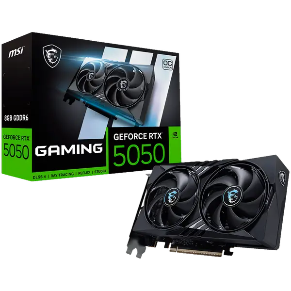 MSI Video Card NVIDIA GeForce RTX 5050 8G GAMING OC, 8GB GDDR6, 128-bit, 2647 MHz Boost, 2560 CUDA Cores, PCIe 5.0 (x8), 3x DP 2.1b, HDMI 2.1b, RAY TRACING - RTX_5050_8G_GAMING_OC