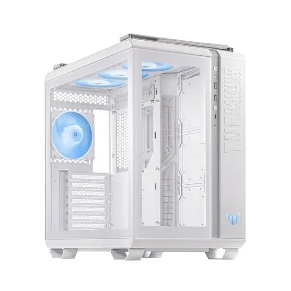 Кутия Asus TUF Gaming GT502 Plus, ATX/mATX/Mini-ITX, 1x USB 3.2 Gen 2x2 Type-C, с прозорец, бяла, без захранване