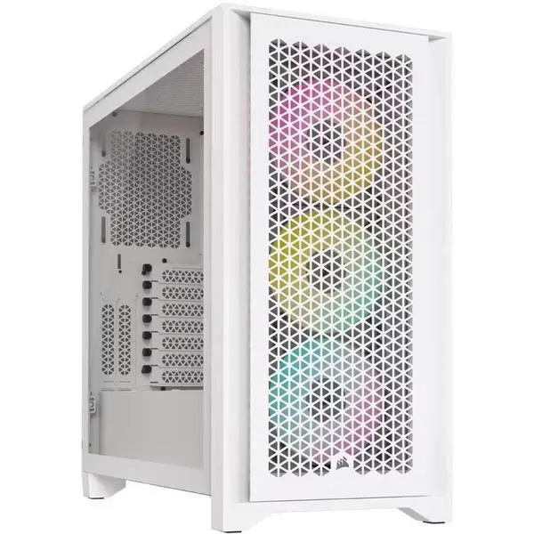Кутия Corsair iCUE 4000D RGB Airflow Mid Tower, Tempered Glass, Бяла - CRS-CASE-9011241-WW