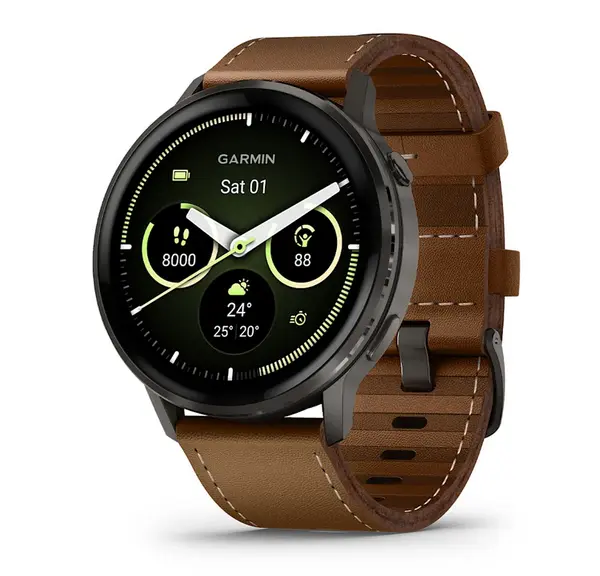 Garmin Venu 4 - 45 мм - Venu 4 - 45 мм, Slate с Brown кожена каишка - 010-03014-03 (G)