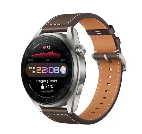 Huawei Watch 3 pro Galileo-L40E, 1.43", Amoled,466x466, 2GB+16GB, BT(2.4 GHz, supports BT5.2 and BR+BLE), e-Sim*(If supported by the operator), WR 5ATM, GPS, WiFi, Battery 790mAh, Harmony OS, APP Galery, Brown Leather strap - 6941487218295