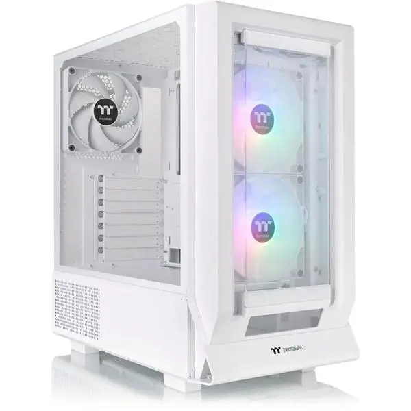 Кутия Thermaltake Ceres 350 MX Snow, E-ATX/ATX/MicroATX/Mini-ITX, 1x USB 3.2 Gen 2 Type-C, 2x USB 3.0, 2x ARGB 140mm вентилатора, с прозорец, бяла, без захранване
