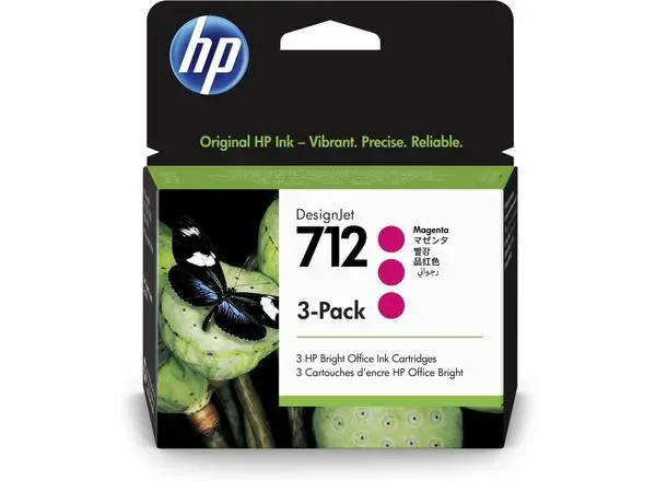 HP 712 Magenta Ink Cartridge 3-Pack - 3ED78A