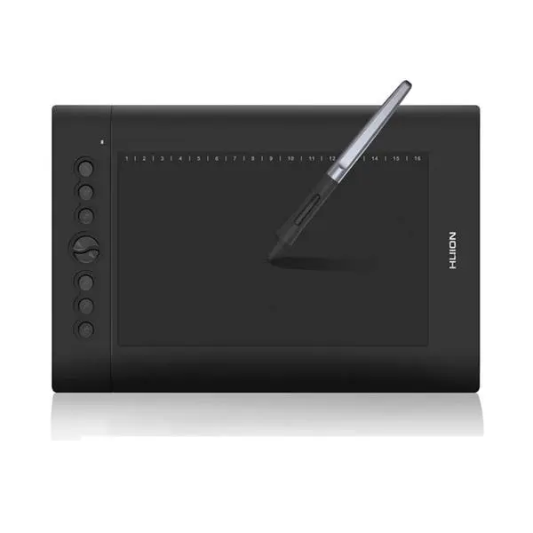 Графичен таблет Huion Inspiroy H610PRO V2 (черен), 254 x 158.8 mm (10 x 6.25 inch), 5080 lpi, 8192 ниво на натиск, писалка