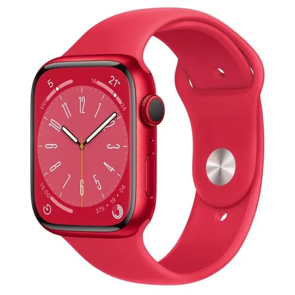 Apple Watch Series 8 GPS + Cellular 45mm (PRODUCT)RED Aluminium Case with (PRODUCT)RED Sport Band - Regular - MNKA3BS/A