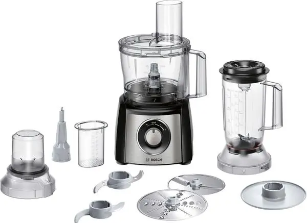 Bosch MCM3501M, Food processor, MultiTalent 3, 800 W, add. Mixer attachment, Chopper, Grinder, Dough Tool, Black, Brushed stainless steel - MCM3501M