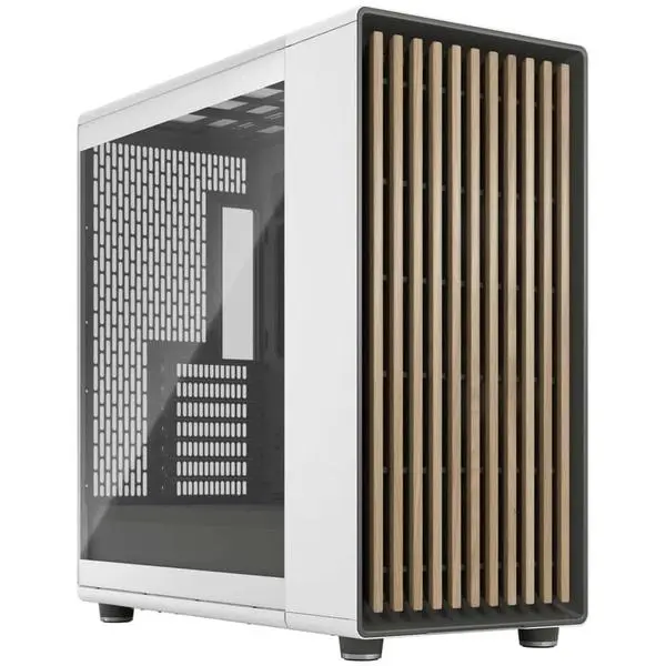 Кутия Fractal Design North XL Chalk White TG Clear, E-ATX/ATX/mATX/Mini-ITX, 1x USB 3.2 Gen 2 Type-C, 2x USB 3.0, с прозорец, бяла, без захранване