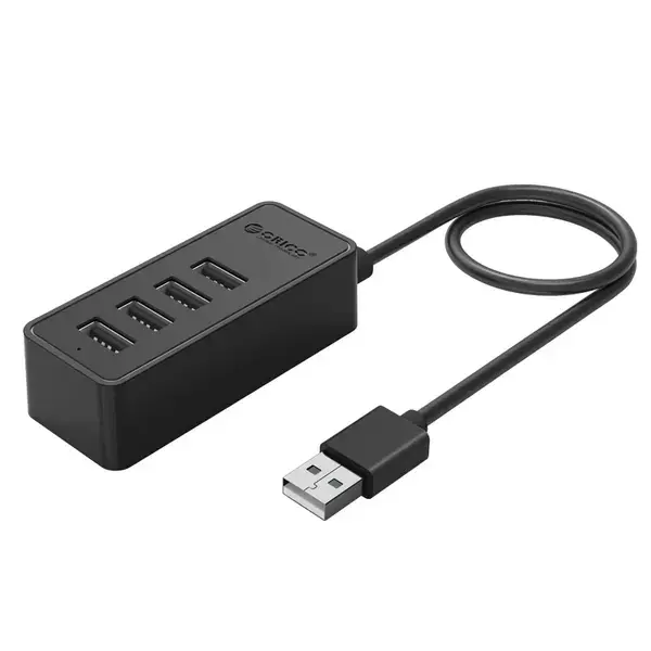 Orico Хъб USB2.0 HUB 4 port USB/Micro USB input, Black W5P-U2-100-BK-EP - W5P-U2-100-BK-EP-HW