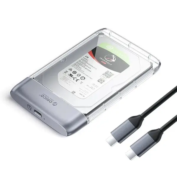 Orico Orico външна кутия за диск Storage Case 2.5 inch 5Gbps USB-C Transparent - TX25C3-GY-BP