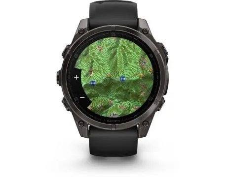 Garmin FENIX 8 - 47 мм, AMOLED - FENIX 8 - 47 мм, AMOLED, Sapphire - Carbon Gray DLC Titanium с Black/Pebble Gray силиконова каишка - 010-02904-21