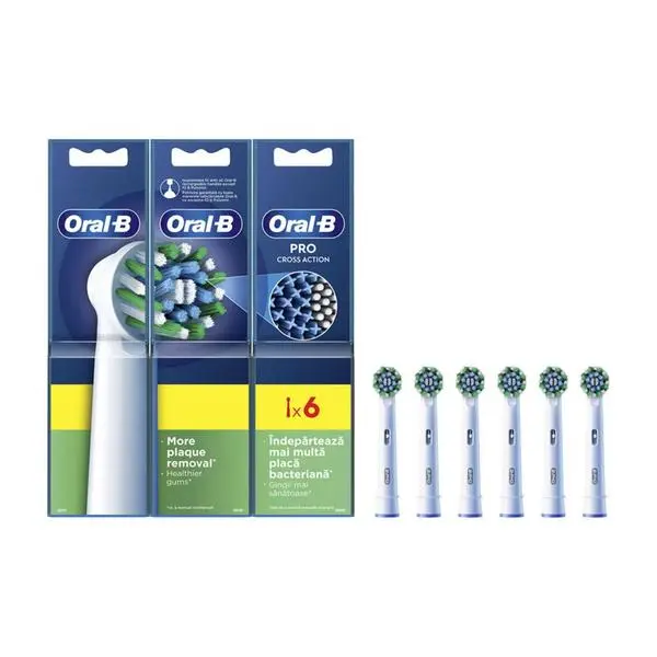 Резервни накрайници за ел. четка Oral-B Pro Cross Action, универсални, 6 бр., бели