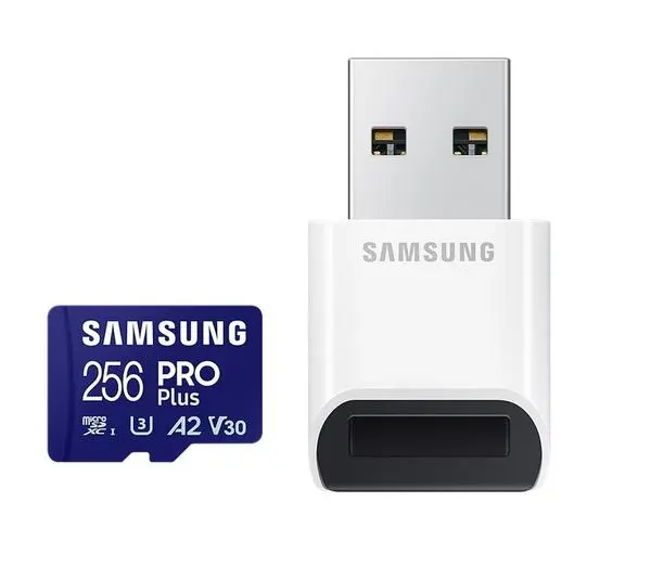 Samsung 256GB micro SD Card PRO Plus with USB Reader, UHS-I, Read 180MB/s - Write 130MB/s - MB-MD256SB/WW