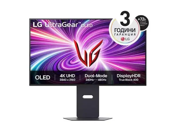 LG  31.5" 4K UHD OLED Dual-Mode, 0.03ms (GtG), UHD (3840x 2160), 4K 240Hz, FHD 480Hz, 1500000:1, 450 cd/m2 - 32GS95UV-B