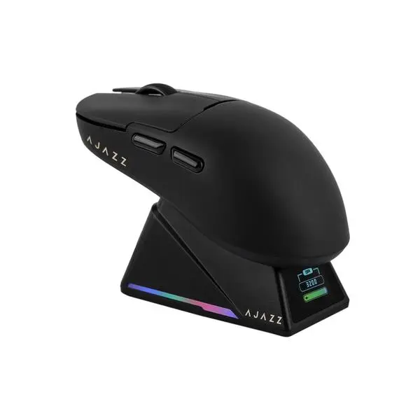 Ajazz професионална геймърска мишка AJ159 APEX - Wireless Gaming Mouse - 8K, Magnetic Charging Dock, Black (AJ159-APEX-BK)