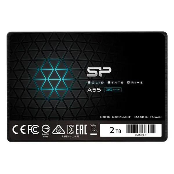 Памет SSD 2TB Silicon Power A55, SATA 6Gb/s, 2.5" (6.35cm), скорост на четене до 500MB/s, скорост на запис до 450MB/s