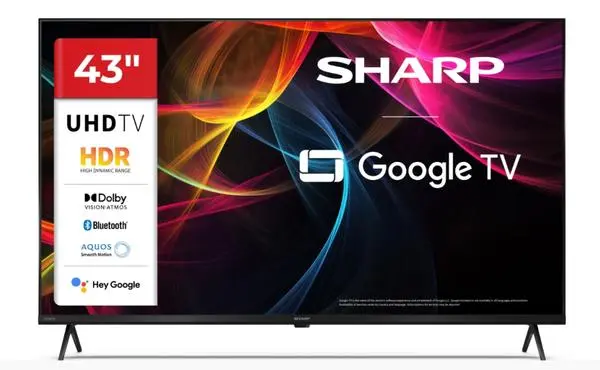 Sharp  43" Google TV, 4K Ultra HD  3840x2160 Frameless, 1 000 000:1, AQUOS, DVB-T/T2/C/S/S2, Active Motion 1000 - 43HL4265E