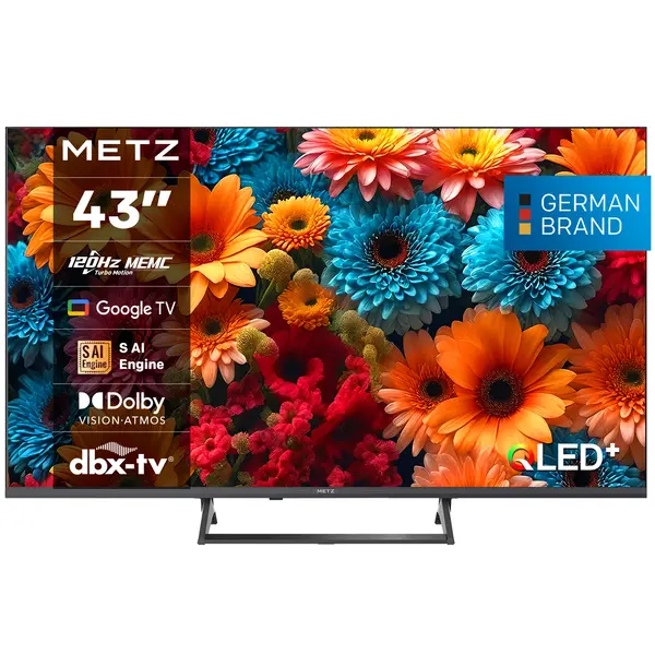 METZ Телевизор 43" 43MQF7500Z UHD 4K QLED SMART TV, Google TV, Клас G - METZ-TV-43MQF7500Z