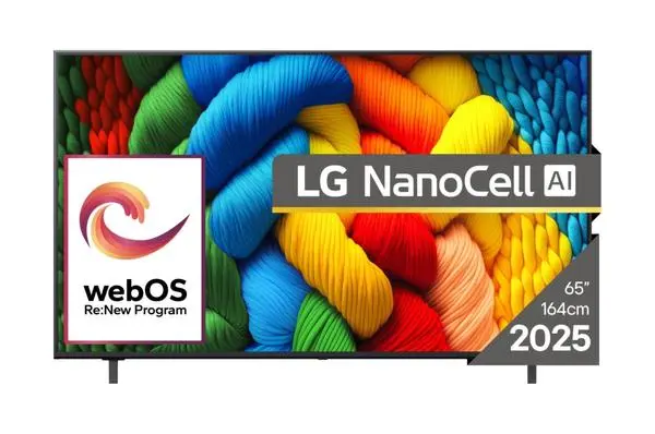 LG  65" 4K HDR Smart Nano Cell TV, 3840x2160, DVB-T2/C/S2, AI Alpha 7, HDR 10 PRO, webOS 25, ThinQ AI - 65NANO80A3B