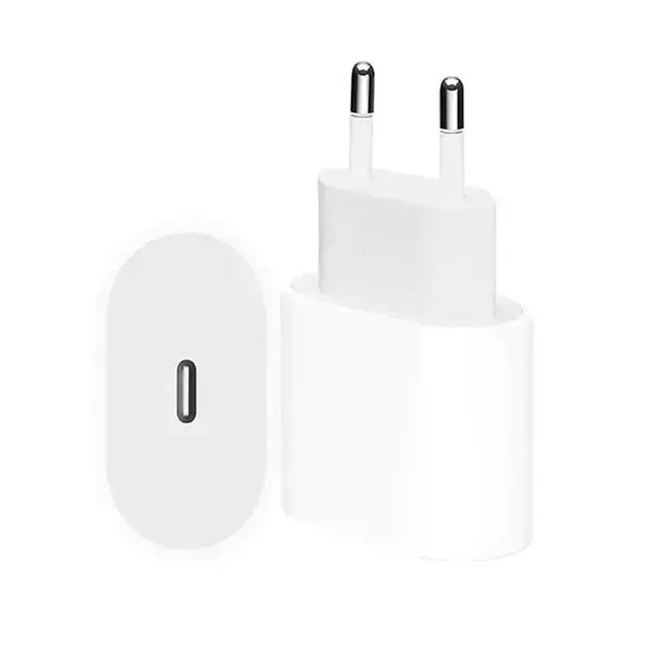 Apple 20W USB-C Power Adapter, от контакт към USB Type C (ж), бяло, bulk, MHJE3ZM/A
