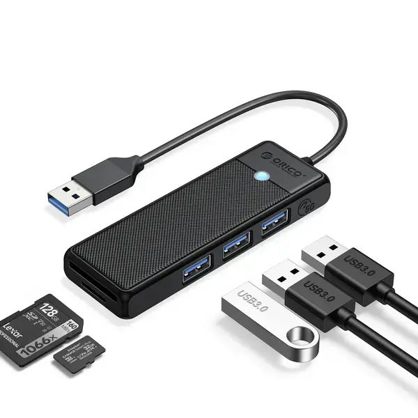 Orico Хъб USB3.0 HUB 3 x USB3.0, SD, TF PAPW3AT-U3-015-BK - PAPW3AT-U3-015-BK-EP