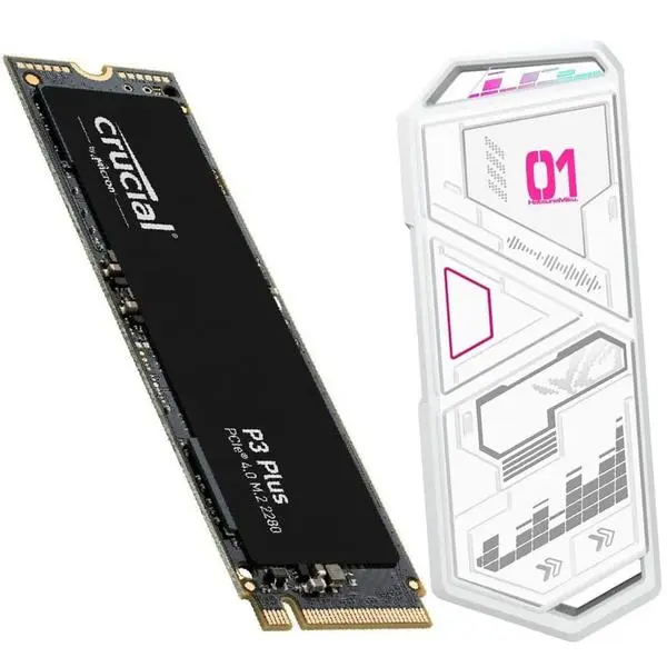 Памет SSD 4TB Crucial P3 Plus, NVMe, M.2 (2280) в комплект с кутия Asus ROG Strix Arion Hatsune Miku Edition, скорост на четене до 4800MB/s, скорост на запис до 4100MB/s
