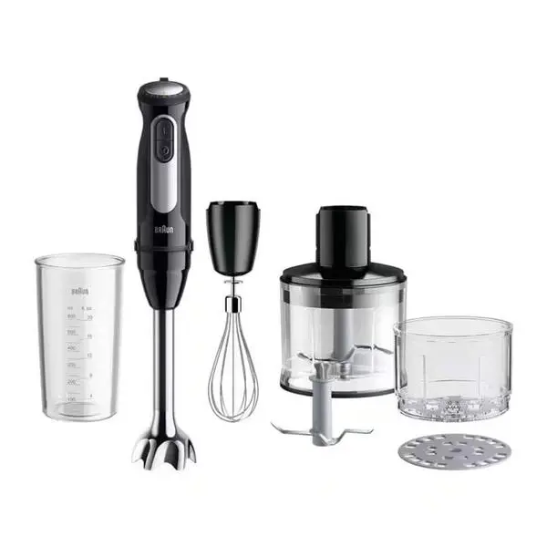 Пасатор Braun MultiQuick 5 Pro, с кана, чопър и бъркалка, 1000W, 25 степени на работа, турбо функция, 0.6 l обем на каната, черен