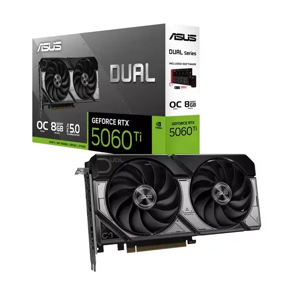 Видео карта Nvidia GF RTX 5060 Ti, 8GB, Asus Dual, OC, PCI-E 5.0, GDDR7, 128-bit, DisplayPort, HDMI - 90YV0MP2-M0NA00