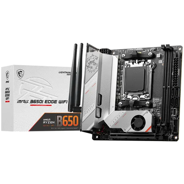 MSI MPG B650I EDGE WIFI, m-ITX, Socket AM5, Dual Channel DDR5 6600+MHz (OC), 1x PCIe x16 slot - MPG_B650I_EDGE_WIFI