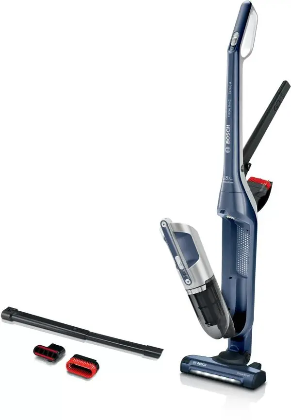 Bosch BBH3K2800, Cordless Handstick Vacuum cleaner 2 in 1 Flexxo Gen2, Serie 4, 28V, 82 dB(A), AllFloor Power Brush with LEDs, built-in accessories, Blue - BBH3K2800