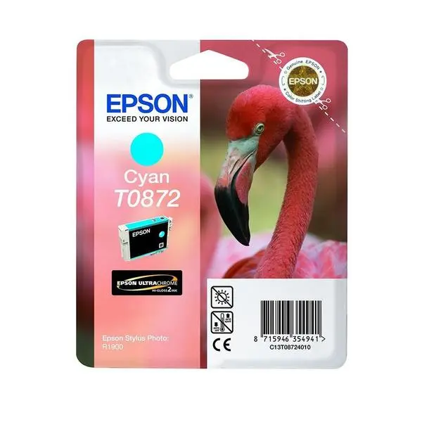 Epson T0872 Cyan Ink Cartridge - Retail Pack (untagged) for Stylus Photo R1900 - C13T08724010