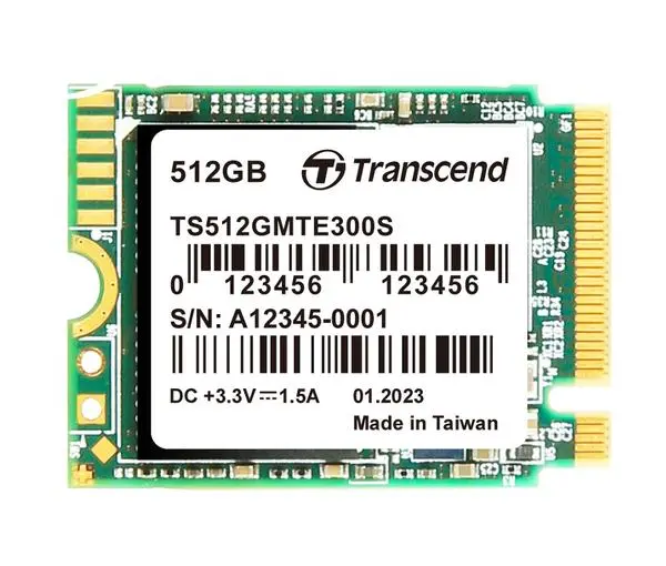 Transcend 512GB, M.2 2230, PCIe Gen3x4, NVMe, 3D TLC, DRAM-less - TS512GMTE300S - (P)