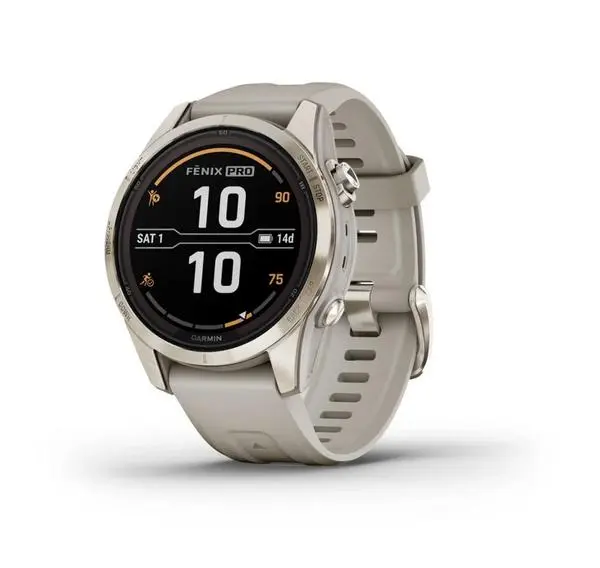 Garmin fenix 7S Pro - Sapphire Solar Edition - Soft Gold с Light Sand каишка - 010-02776-15