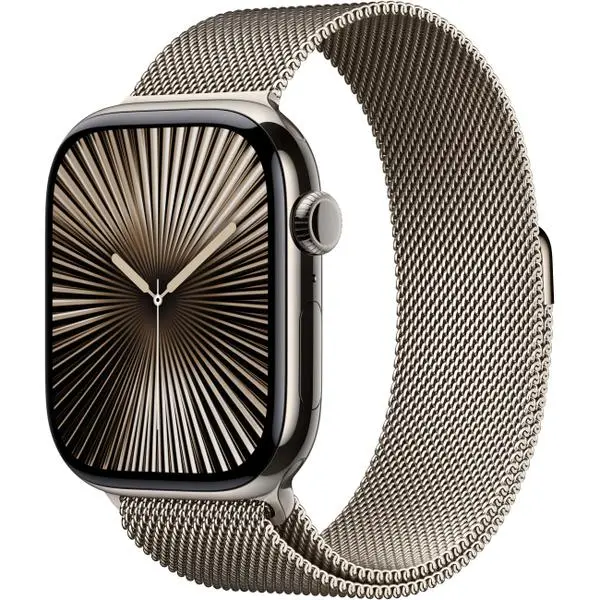 APPLE Watch Series 10 GPS + Cellular 46mm Natural Titanium Case with Natural Milanese Loop - M / L -  (К)  - MWYC3QF/A (8 дни доставкa)