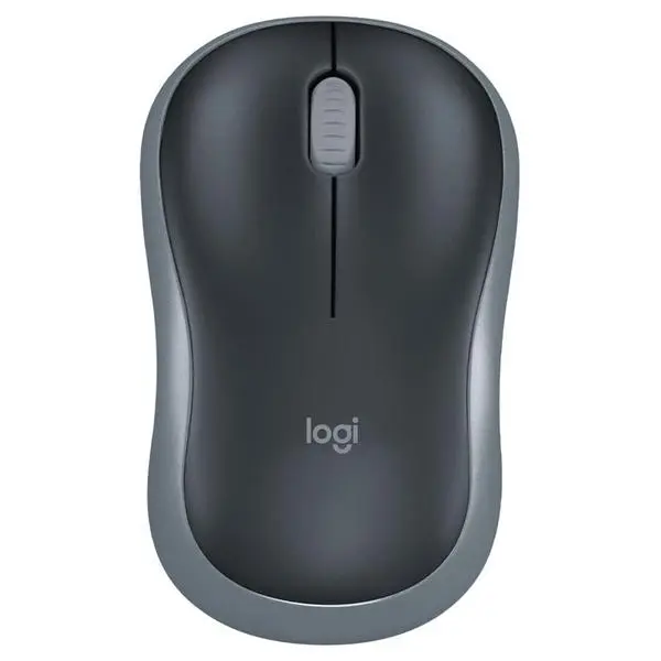 Мишка Logitech M185, оптична (1000 dpi), безжична, USB, сива, 910-002238