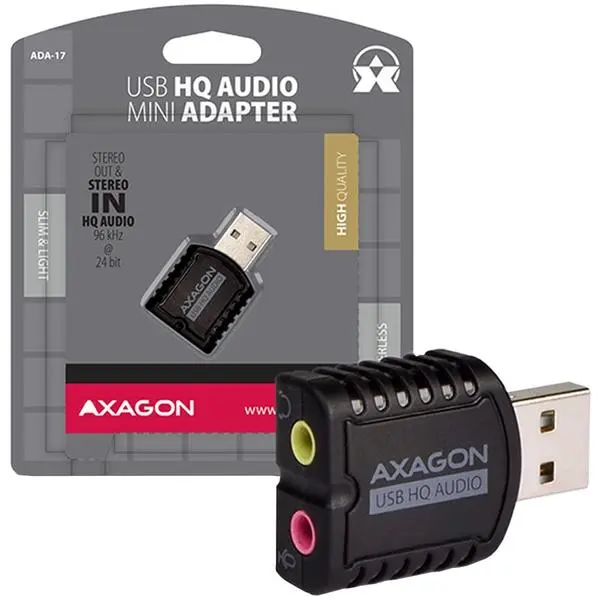 AXAGON ADA-17 USB2.0 - Stereo HQ Audio Mini Adapter 24bit 96kHz - ADA-17