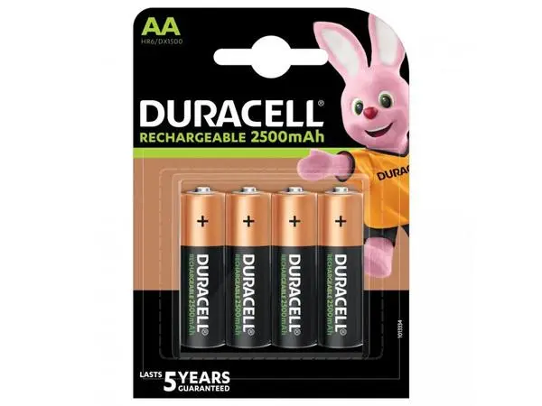 Акумулаторна батерия DURACELL R6 AA, 2500mAh NiMH, 1.2V, 4 бр. в опаковка - DUR-BR-AA-2500MAH-4PK