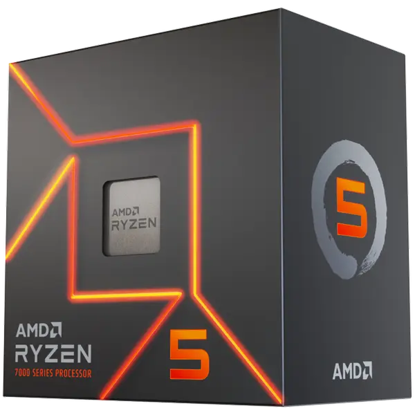 AMD CPU Desktop Ryzen 5 6C/12T 7600 (5.2GHz Max, 38MB,65W,AM5) box, with Radeon Graphics and Wraith Stealth Cooler - 100-100001015BOX