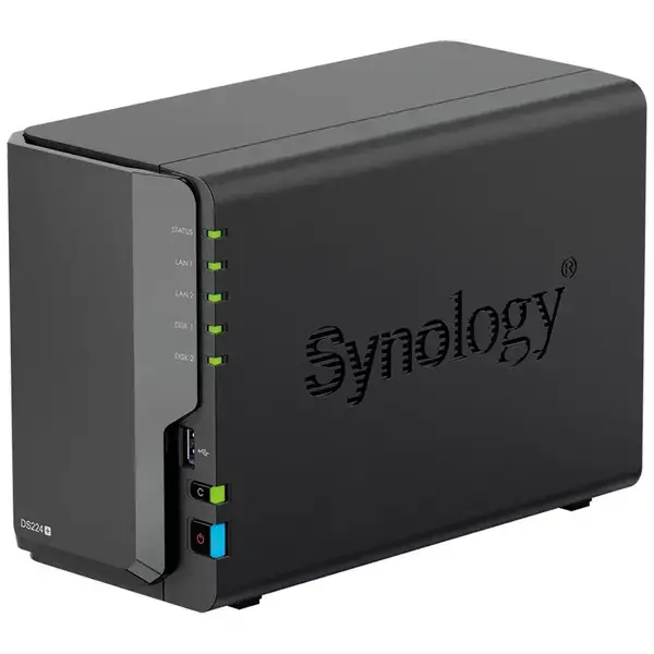 Synology DS224+, четириядрен Gemini Lake Refresh Intel Celeron J4125 2.0/2.7 GHz, без твърд диск, (2x SATA 6Gb/s), 2GB DDR4, 2x RJ-45 1GbE LAN, 2x USB 3.2