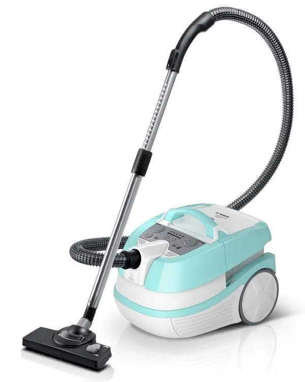 Bosch BWD420HYG, 3in1 vacuum cleaner for dry and wet cleaning, 2,5 lt dust container, 2000 W, HEPA H13, 12 m radius, liquid pick-up nozzles, parquet brush, mattress brush, water tank: 5 l, mint-white-grey - BWD420HYG