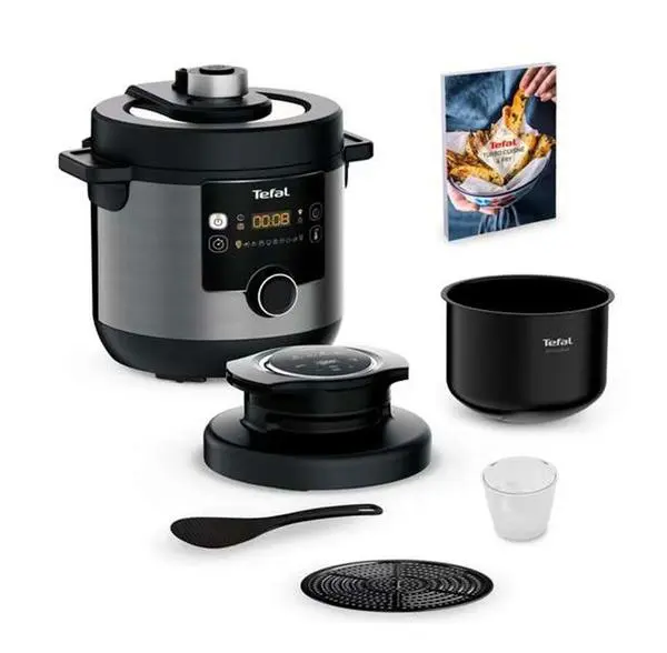 Tefal CY778830 Turbo Cuisine N'Fry 7,6L (Crispy Lid Included), 1200W, Epc, Automatic Prg (10+5Air Frying), Easy Steam Release - CY778830