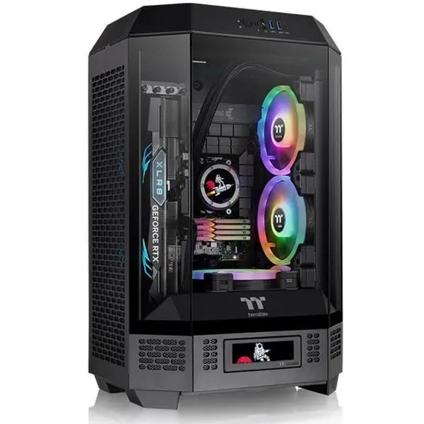 Кутия Thermaltake Tower 300 Black, microATX/Mini ITX, 1x USB 3.2 Gen 2 Type-C, 2x USB 3.0, 2x CT140 вентилатора, с прозорец, черна, без захранване
