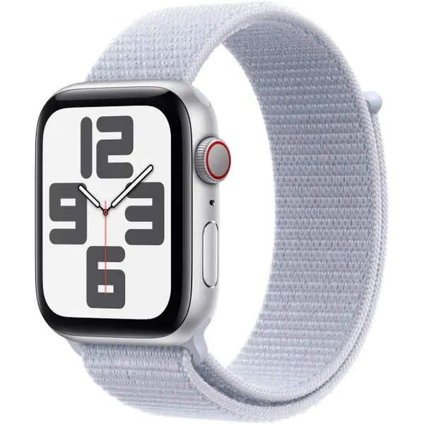 APPLE Watch SE GPS + Cellular 44mm Silver Aluminium Case with Blue Cloud Sport Loop -  (К)  - MXGR3QF/A (8 дни доставкa)